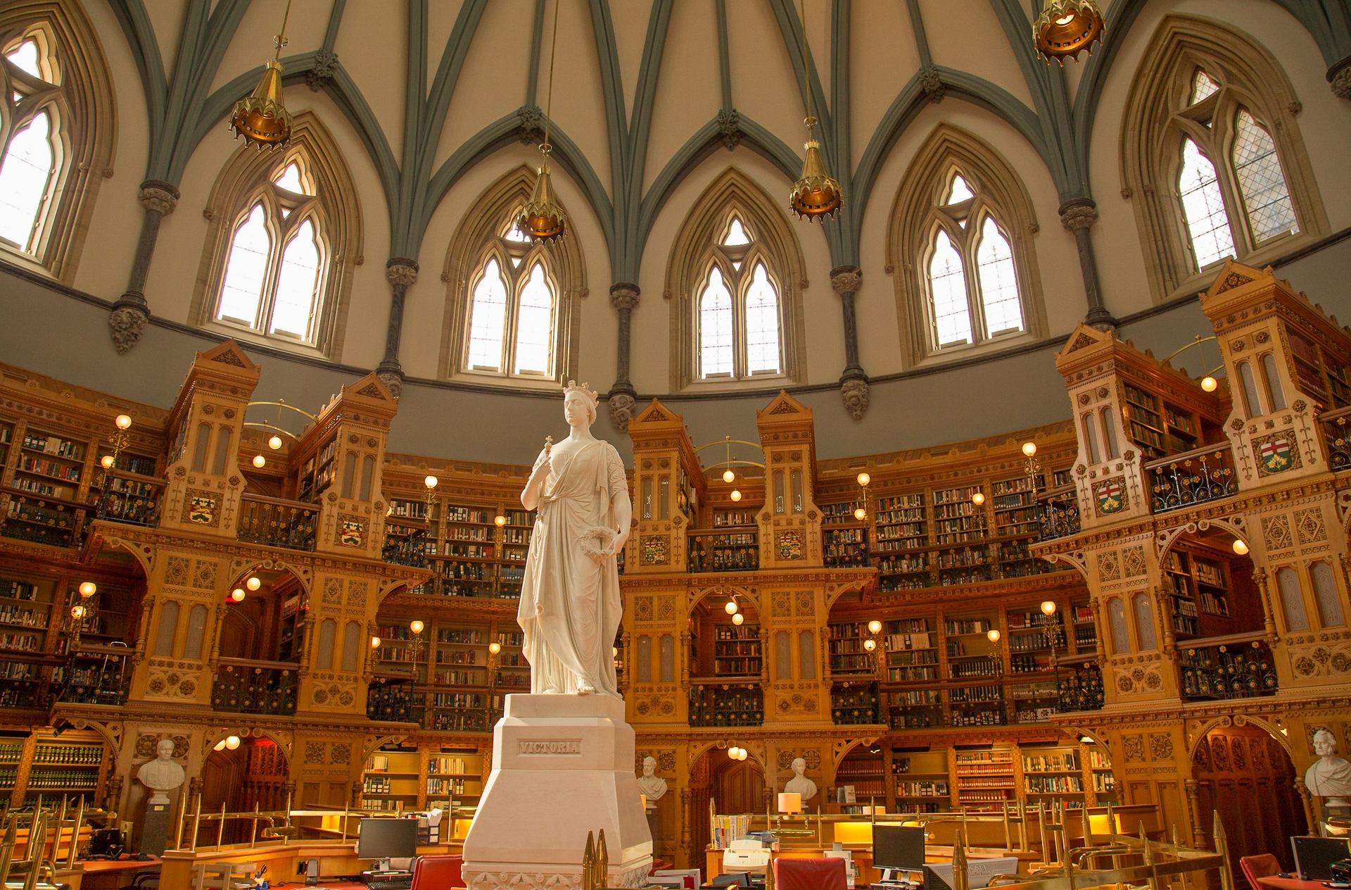 The interior of a historic library